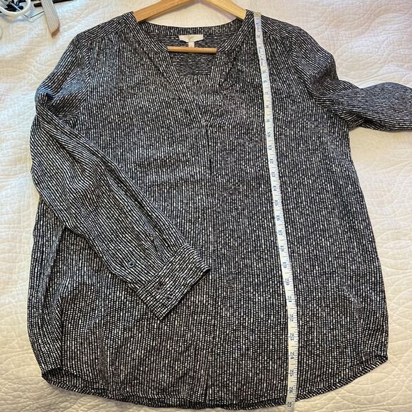 Joie Peterson 100% Silk Long Sleeve Printed Blouse Office Work Black Gray Small - Picture 8 of 11